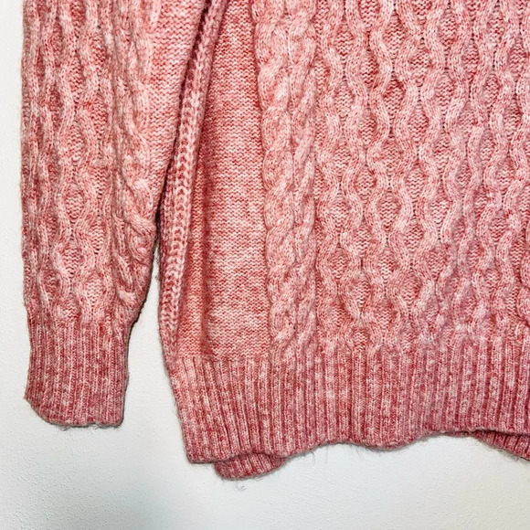 a new day Pink Cable Knit Mock Neck Oversized Tunic Sweater Small Women’s - Picture 4 of 11